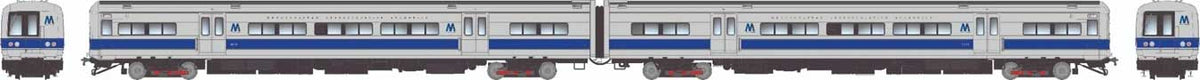 Budd M3 Electric 2-Railcar Set - Standard DC -- Long Island/MTA #9825, 9826 (blue stripe scheme, silver, blue)