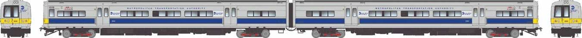 Budd M3 Electric 2-Railcar Set - Standard DC -- Long Island/MTA #9791, 9792 (silver, blue stripe, yellow ends)
