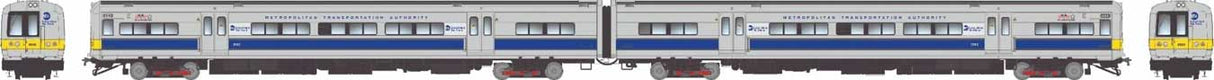 Budd M3 Electric 2-Railcar Set - Standard DC -- Long Island/MTA #9869, 9870 (silver, blue stripe, yellow ends)