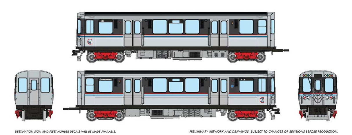 Budd 2600 Series L 2-Car Pair - Standard DC -- Chicago Transit Authority CTA #2929, 2930 (As-Delivered, stainless, black)