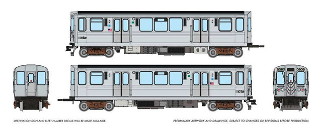 Budd 2600 Series L 2-Car Pair - Standard DC -- Chicago Transit Authority CTA #2781, 2782 (stainless, Speedlines Logo)