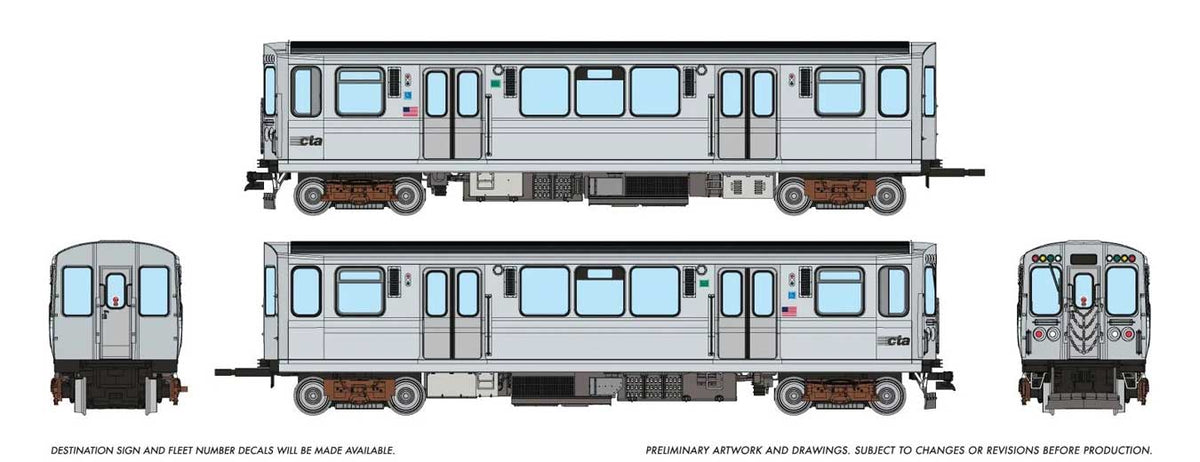 Budd 2600 Series L 2-Car Pair - Standard DC -- Chicago Transit Authority CTA #3045, 3046 (stainless, Speedlines Logo)