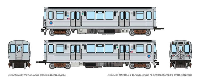 Budd 2600 Series L 2-Car Pair - Standard DC -- Chicago Transit Authority CTA #2745, 2746 (stainless, Circle Logo)