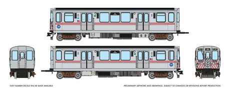 Budd 2600 Series L 2-Car Pair - Standard DC -- Chicago Transit Authority CTA #3179, 3180 (MOW Work, stainless, red, white)