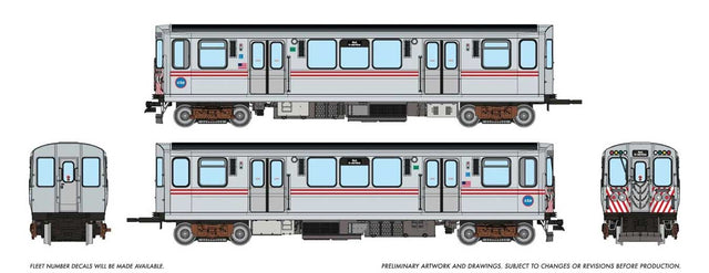 Budd 2600 Series L 2-Car Pair - Standard DC -- Chicago Transit Authority CTA #3179, 3180 (MOW Work, stainless, red, white)