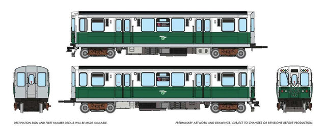 Budd 2600 Series L 2-Car Pair - Standard DC -- Chicago Transit Authority CTA #2867, 2868 (75th Anniversary, green, white)