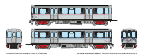 Budd 2600 Series L 2-Car Pair - Unpowered -- Chicago Transit Authority CTA #2611, 2612 (As-Delivered, stainless, black)