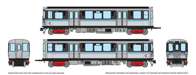 Budd 2600 Series L 2-Car Pair - Unpowered -- Chicago Transit Authority CTA #2611, 2612 (As-Delivered, stainless, black)