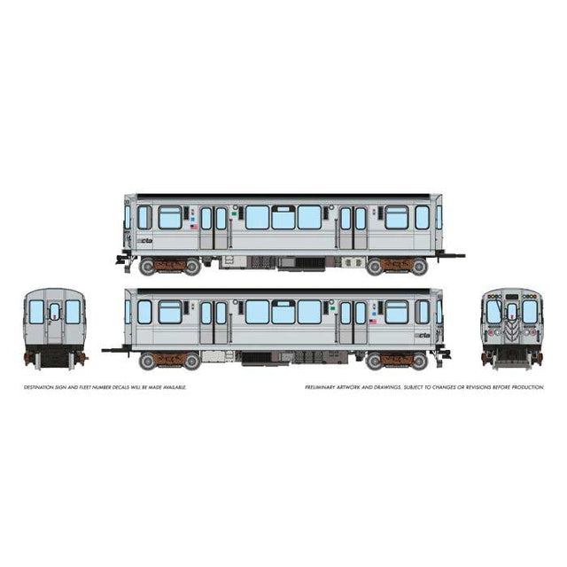 Budd 2600 Series L 2-Car Pair - Unpowered -- Chicago Transit Authority CTA #2977, 2978 (stainless, Speedlines Logo)