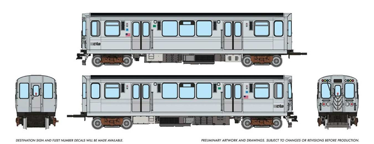 Budd 2600 Series L 2-Car Pair - Unpowered -- Chicago Transit Authority CTA #3113, 3114 (stainless, Speedlines Logo)