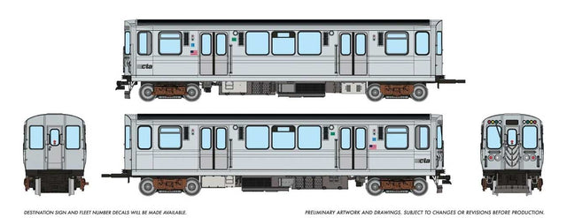 Budd 2600 Series L 2-Car Pair - Unpowered -- Chicago Transit Authority CTA #3113, 3114 (stainless, Speedlines Logo)