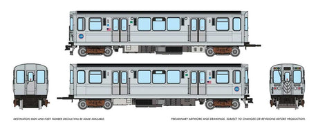 Budd 2600 Series L 2-Car Pair - Unpowered -- Chicago Transit Authority CTA #2729, 2730 (stainless, Circle Logo)