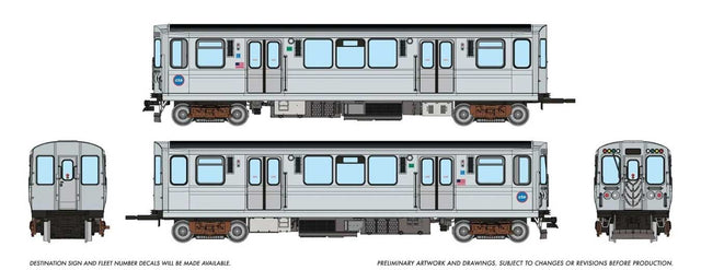 Budd 2600 Series L 2-Car Pair - Unpowered -- Chicago Transit Authority CTA #2729, 2730 (stainless, Circle Logo)