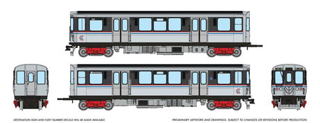 Budd 2600 Series L 2-Car Pair - Sound and DCC -- Chicago Transit Authority CTA #2789, 2790 (As-Delivered, stainless, black)