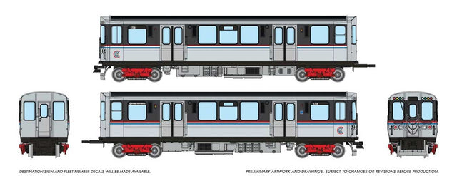 Budd 2600 Series L 2-Car Pair - Sound and DCC -- Chicago Transit Authority CTA #2789, 2790 (As-Delivered, stainless, black)