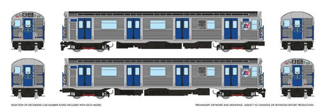 Budd R32 Brightliner  Subway 2-Car Set - Standard DC -- New York City Transit Authority NYCTA (stainless, TA Logo, Q Broadway Exp)