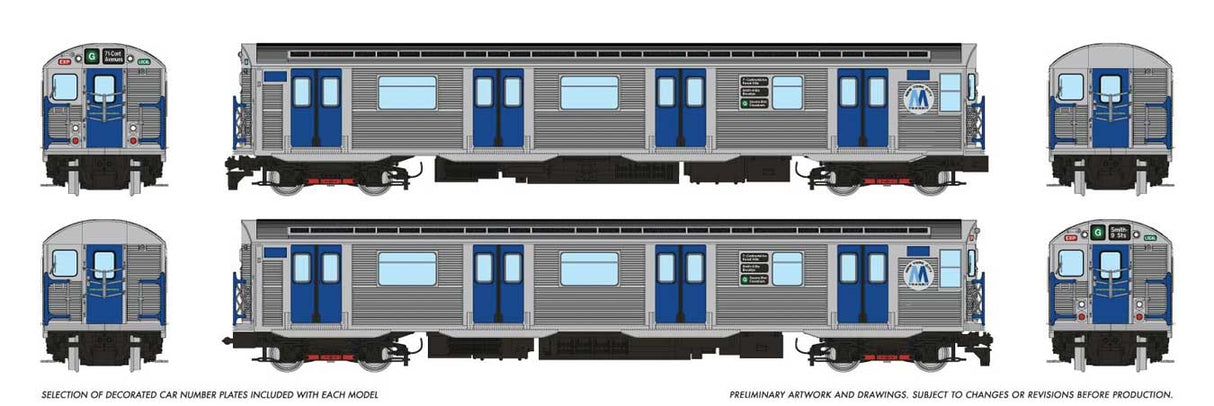 Budd R32 Brightliner  Subway 2-Car Set - Standard DC -- New York City Transit Authority NYCTA (stainless, M Logo, G Queens Bl/Crosst
