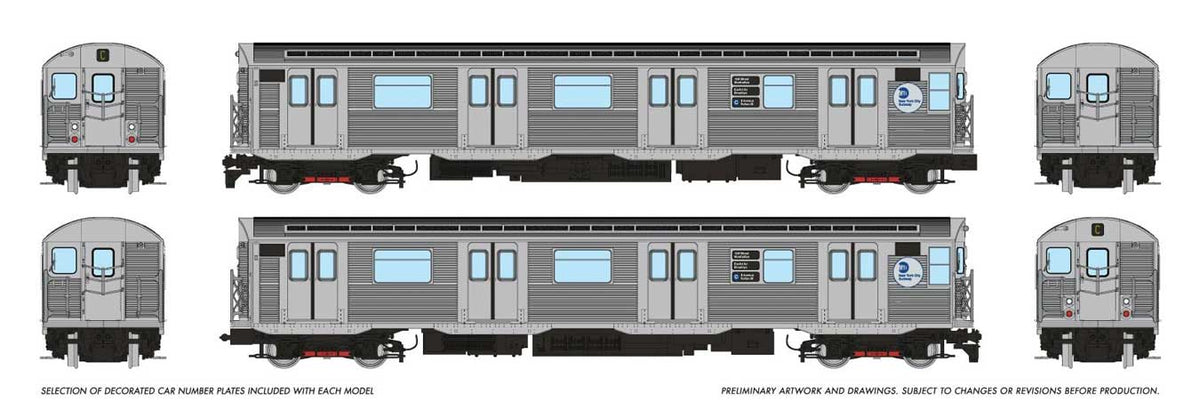 Budd R32 Brightliner  Subway 2-Car Set - Unpowered -- New York Metropolitan Transit Authority MTA (stainless, MTA, C 8th Ave/Fulto