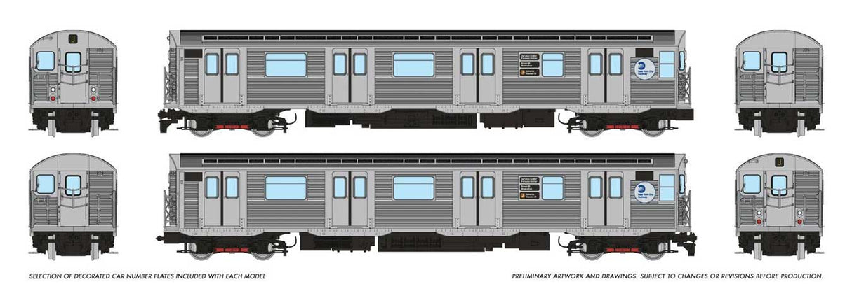 Budd R32 Brightliner  Subway 2-Car Set - Unpowered -- New York Metropolitan Transit Authority MTA (stainless, MTA, J Jamaica/Nassa