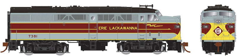 Alco-MLW FA-2 Phase Ia - LokSound and DCC -- Erie Lackawanna 7381 (gray, maroon, yellow, yellow Roadname)