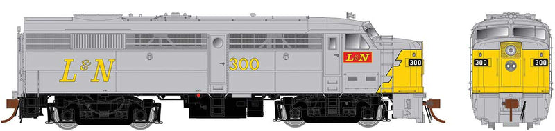 Alco-MLW FA-2 Phase II - LokSound and DCC -- Louisville & Nashville 300 (gray, yellow, red, Thin L&N)