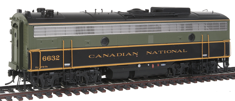 GMD F9B Class GPB-17e w/48" Fans - Standard DC -- Canadian National #6632 (1954 Scheme, green, yellow)