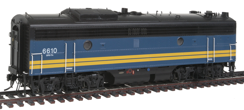 GMD F9B Class GPB-17a Version w/Rebuilt Front & Large Hatch - Standard DC -- VIA Rail Canada #6610 (blue, yellow, black)
