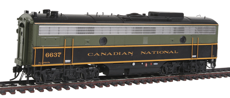 GMD F9B Class GPB-17e w/48" Fans - Sound & DCC -- Canadian National #6637 (1954 Scheme, green, yellow)
