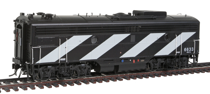 GMD F9B Class GPB-17e w/48" Fans - Sound & DCC -- Canadian National #6633 (1961 Noodle Scheme, black, white Stripes)