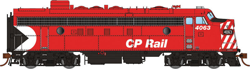 GMD FP7 - Standard DC -- Canadian Pacific 4063 (Action Red, black, white, Multimark Logo, 8" Stripes