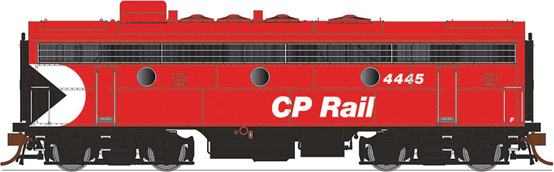 GMD F7B - Standard DC -- Canadian Pacific 4445 (Action Red, Multimark, 8" Stripes, No Steam Generato