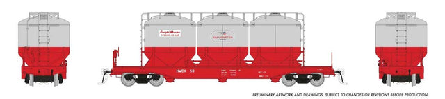 Halliburton Pneumatic Covered Cement Hopper 6-Pack - Ready to Run -- Halliburton (1960s Scheme, gray, red)