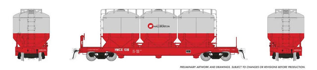 Halliburton Pneumatic Covered Cement Hopper 6-Pack - Ready to Run -- Halliburton (1990s Scheme, gray, red)