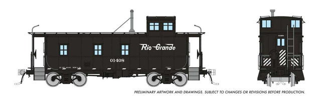 D&RGW End-Cupola Steel Caboose As-Delivered - Ready to Run -- Denver & Rio Grande Western #01416 (black, white, Flying Grande)