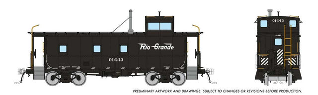 D&RGW End-Cupola Steel Caboose Postwar Modifications - Ready to Run -- Denver & Rio Grande Western #01467 (black, white, Flying Grande)