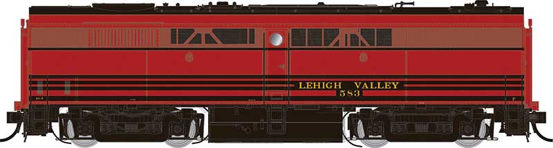 Alco-MLW FPB-2 Phase Ia - LokSound and DCC -- Lehigh Valley 587 (As Delivered, Cornell Red, black)