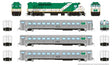 GP40TC, Cab Car & 2 Coach Train-Only Set - Standard DC -- GO Transit Late Green Set #2 (Loco: 507 Cab: 104 Coaches: 1064 1104)