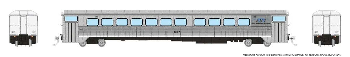 Hawker Siddeley Commuter Coach - Ready to Run -- AMT Montreal #1047 (stainless, blue, black)