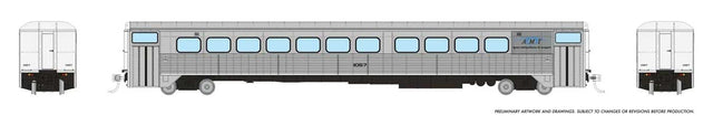 Hawker Siddeley Commuter Coach - Ready to Run -- AMT Montreal #1057 (stainless, blue, black)