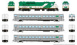 GP40TC, Cab Car & 2 Coach Train-Only Set - Sound and DCC -- GO Transit Early Green Set #1 (Loco: 9802 Cab: 9850 Coaches: 9907 9940)