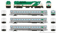 GP40TC, Cab Car & 2 Coach Train-Only Set - Sound and DCC -- GO Transit Early Green Set #3 (Loco: 503 Cab: 102 Coaches: 1009 1045)