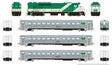 GP40TC, Cab Car & 2 Coach Train-Only Set - Sound and DCC -- GO Transit Late Green Set #1 (Loco: 501 Cab: 103 Coaches: 1037 1081)