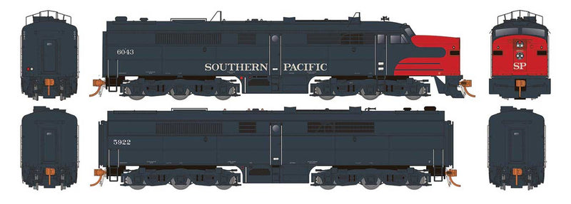 Alco PA2 - PB2 Set - Standard DC -- Southern Pacific #6043, 5922 (gray, red)