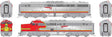 Alco PA1 - PB1 Set - Standard DC -- Santa Fe #51A, 51C (Repowered, Warbonnet, silver, red)