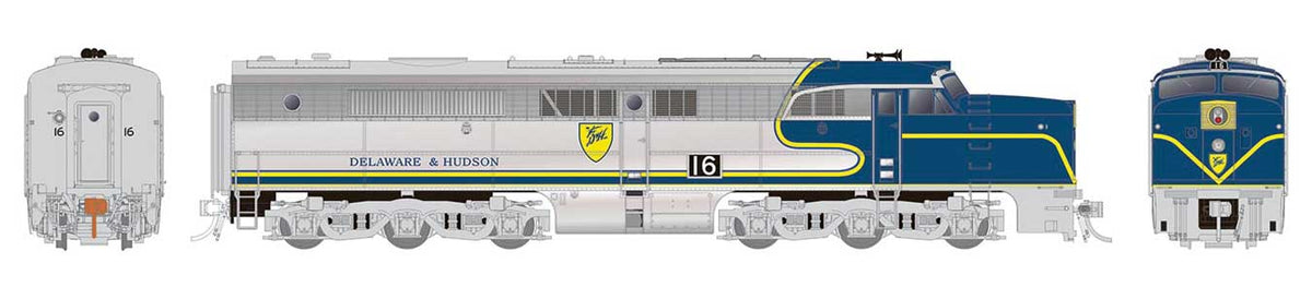Alco PA1 - ESU LokSound and DCC -- Delaware & Hudson 16 (silver, blue, yellow)