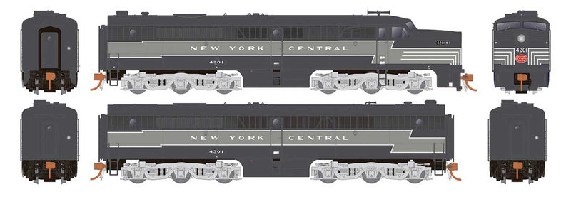 Alco PA1 - PB1 Set - ESU LokSound and DCC -- New York Central #4203, 4303 (Lightning Stripe, 2-Tone Gray)