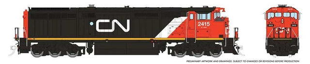 GE Dash 8-40CM - Standard DC -- Canadian National #2415 (black, white, red, Large Noodle Logo)