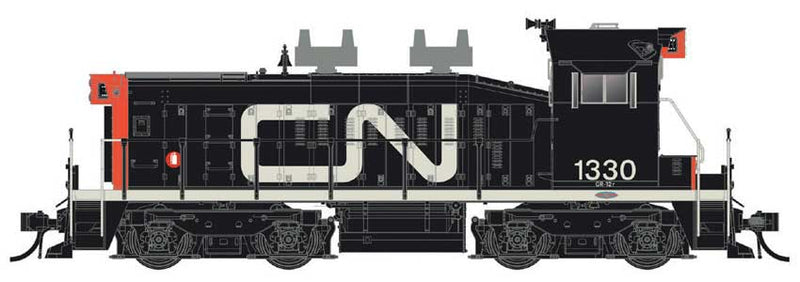 GMD SW1200RS CN Version w/LokSound & DCC -- Canadian National No Number (1961 Scheme, black, red, black Cab)