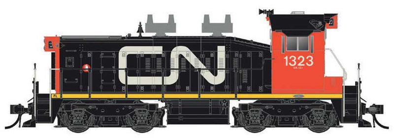 GMD SW1200RS CN Version w/LokSound & DCC -- Canadian National #1325 (1961 Scheme, black, red, red Cab)