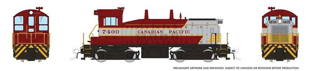 EMD SW9 - Standard DC -- Canadian Pacific #7400 (maroon, gray, yellow, Block Lettering)
